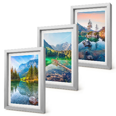 Ensemble de 3 tableaux Lacs de montagne avec eau et paysages naturels environnants
