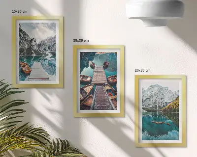 Mur de cadres lac avec des jetées en bois et des montagnes