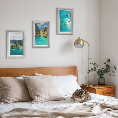 Lot de 3 tableaux Paysages tropicaux avec des îles et des eaux turquoise