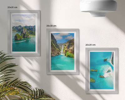 Lot de 3 tableaux Paysages tropicaux avec des îles et des eaux turquoise