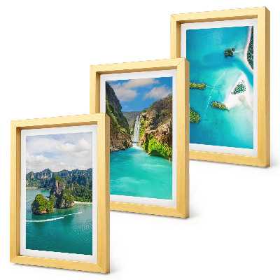 Lot de 3 tableaux Paysages tropicaux avec des îles et des eaux turquoise