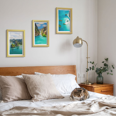Lot de 3 tableaux Paysages tropicaux avec des îles et des eaux turquoise
