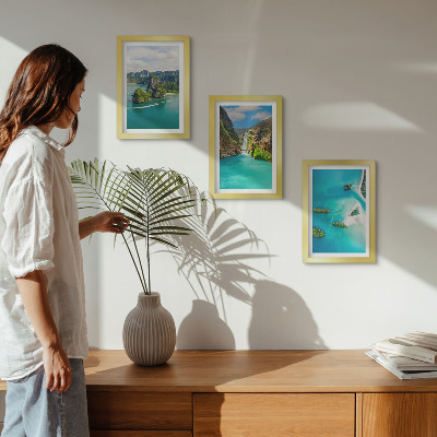 Lot de 3 tableaux Paysages tropicaux avec des îles et des eaux turquoise