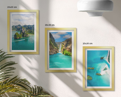 Lot de 3 tableaux Paysages tropicaux avec des îles et des eaux turquoise