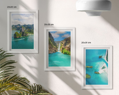 Lot de 3 tableaux Paysages tropicaux avec des îles et des eaux turquoise