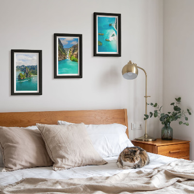 Lot de 3 tableaux Paysages tropicaux avec des îles et des eaux turquoise