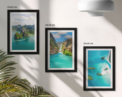 Lot de 3 tableaux Paysages tropicaux avec des îles et des eaux turquoise