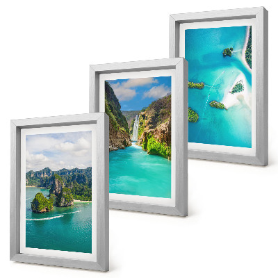 Lot de 3 tableaux Paysages tropicaux avec des îles et des eaux turquoise