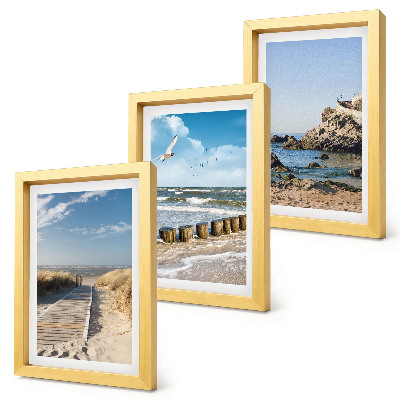 Mur de cadres Plage avec sentier en bois, mer et falaises côtières