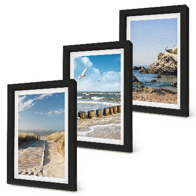 Mur de cadres Plage avec sentier en bois, mer et falaises côtières