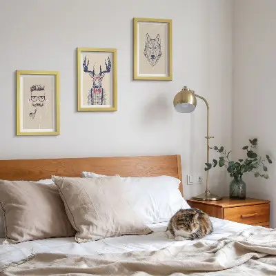 Lot de 3 tableaux représentant des portraits stylés d'animaux et d'hommes
