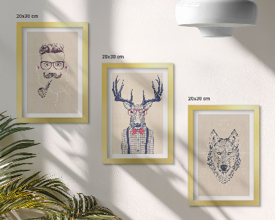 Lot de 3 tableaux Portraits stylés d'animaux et d'hommes