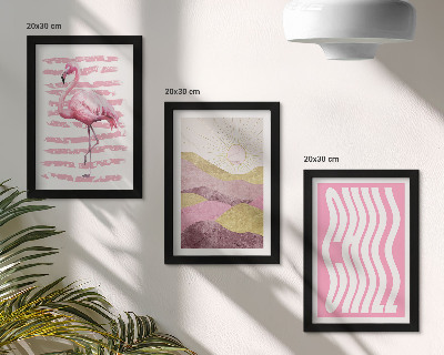 Mur de cadres Flamants roses, paysage de montagne pastel, lettrage Chill