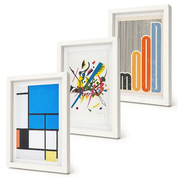 Lot de 3 tableaux compositions abstraites modernes aux formes géométriques