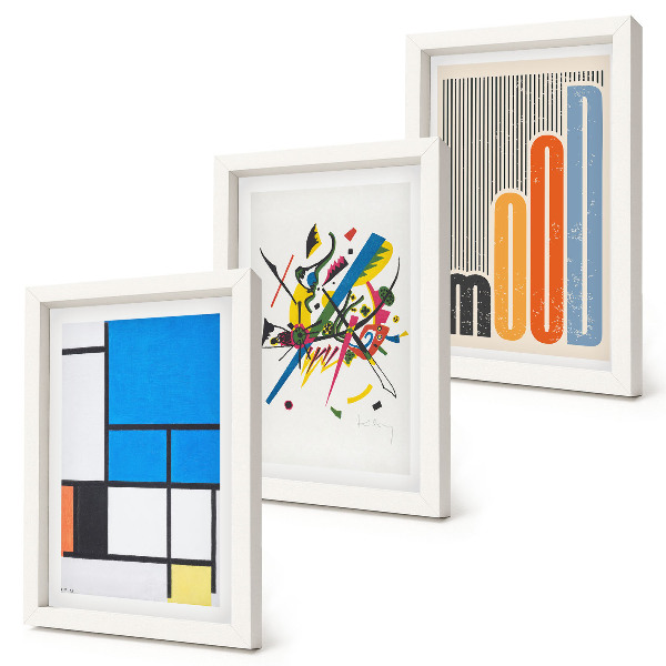 Lot de 3 tableaux Compositions modernes abstraites aux formes géométriques