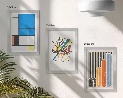 Lot de 3 tableaux compositions abstraites modernes aux formes géométriques