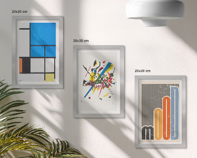Lot de 3 tableaux Compositions modernes abstraites aux formes géométriques