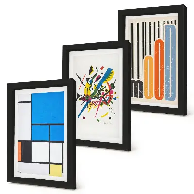 Lot de 3 tableaux compositions abstraites modernes aux formes géométriques