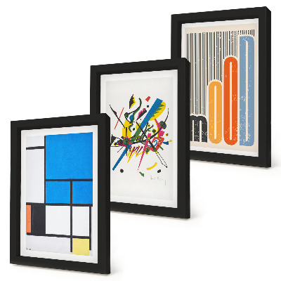 Lot de 3 tableaux Compositions modernes abstraites aux formes géométriques