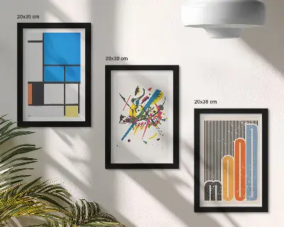 Lot de 3 tableaux compositions abstraites modernes aux formes géométriques