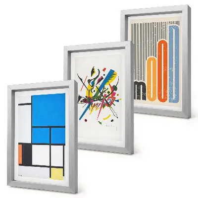 Lot de 3 tableaux compositions abstraites modernes aux formes géométriques