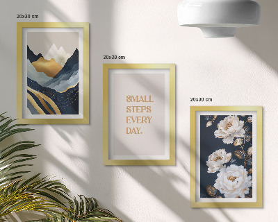 Ensemble de 3 tableaux Montagnes abstraites, fleurs et lettrage inspirant