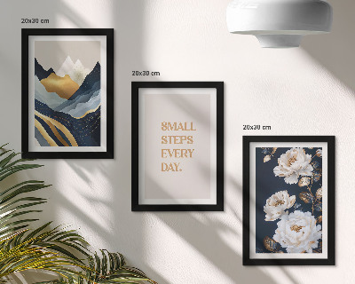 Ensemble de 3 tableaux Montagnes abstraites, fleurs et lettrage inspirant