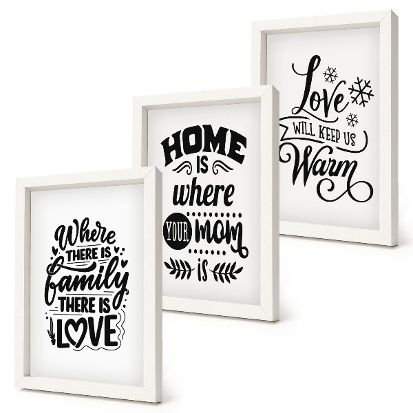 Mur de cadres Famille, amour, foyer, chaleur en slogans simples
