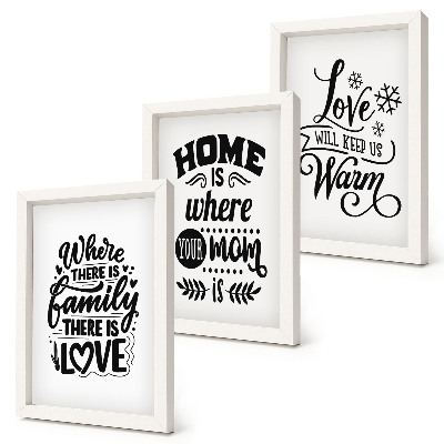 Mur de cadres Famille, amour, foyer, chaleur en slogans simples