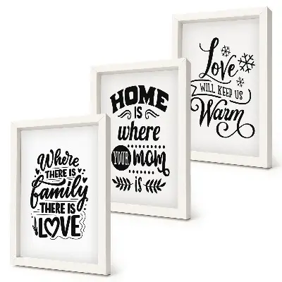 Mur de cadres sur le thème famille amour foyer et chaleur