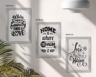 Mur de cadres Famille, amour, foyer, chaleur en slogans simples