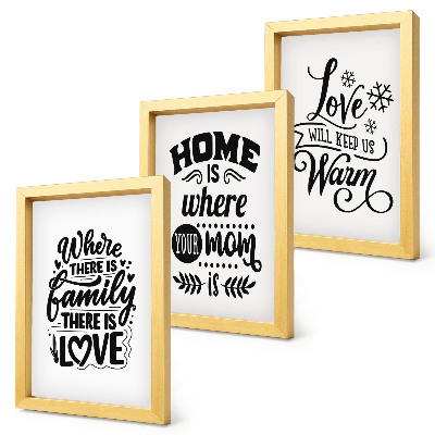Mur de cadres Famille, amour, foyer, chaleur en slogans simples