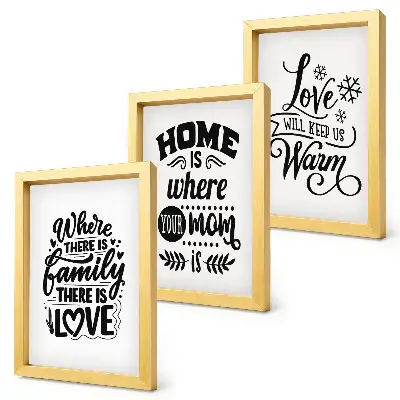 Mur de cadres sur le thème famille amour foyer et chaleur