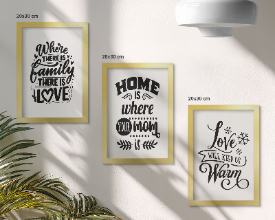 Mur de cadres Famille, amour, foyer, chaleur en slogans simples