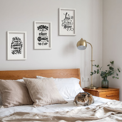 Mur de cadres Famille, amour, foyer, chaleur en slogans simples