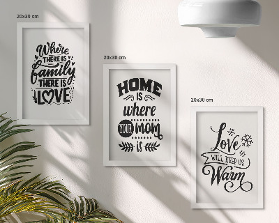 Mur de cadres Famille, amour, foyer, chaleur en slogans simples