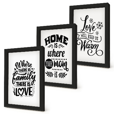Mur de cadres Famille, amour, foyer, chaleur en slogans simples