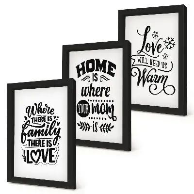 Mur de cadres sur le thème famille amour foyer et chaleur