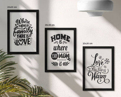 Mur de cadres Famille, amour, foyer, chaleur en slogans simples