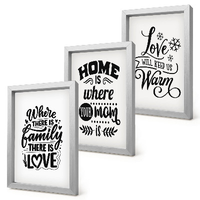 Mur de cadres Famille, amour, foyer, chaleur en slogans simples