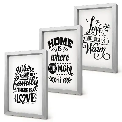 Mur de cadres sur le thème famille amour foyer et chaleur