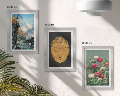 Lot de 3 tableaux Nature et culture japonaises style japandi