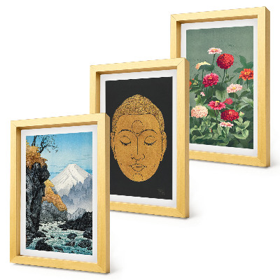 Lot de 3 tableaux Nature et culture japonaises style japandi