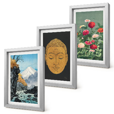 Lot de 3 tableaux Nature et culture japonaises style japandi