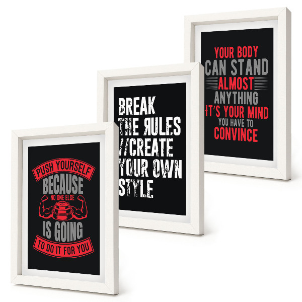 Lot de 3 tableaux Slogans de motivation pour la formation et le développement personnel