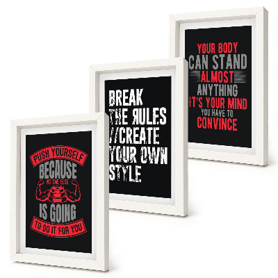 Lot de 3 tableaux Slogans de motivation pour la formation et le développement personnel