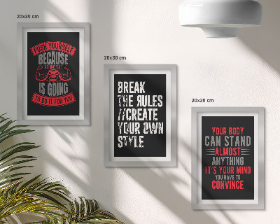 Lot de 3 tableaux Slogans de motivation pour la formation et le développement personnel