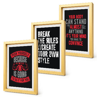 Lot de 3 tableaux Slogans de motivation pour la formation et le développement personnel