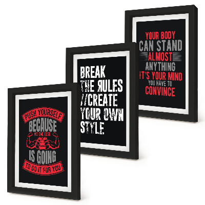 Lot de 3 tableaux Slogans de motivation pour la formation et le développement personnel