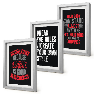 Lot de 3 tableaux Slogans de motivation pour la formation et le développement personnel